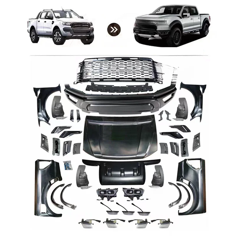 High Quality 4X4 F150 Raptor Facelift Conversion Body Kit For Ranger T6 T7 2012-2020 Upgrade 2022+ Pickup Exterior Mod Parts