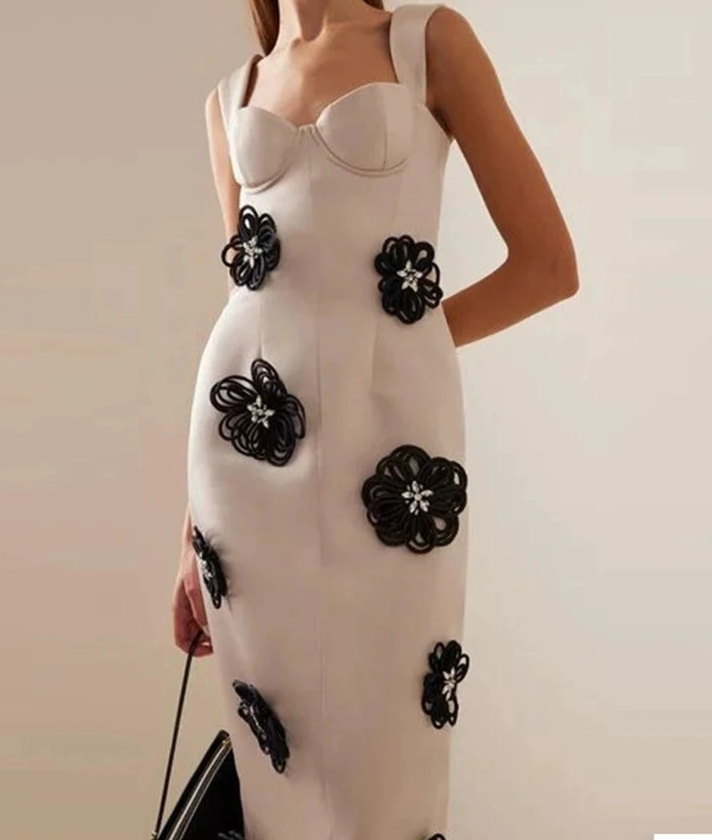 Abbigliamento europeo e americano stile caldo elegante fiore fasciatura gonna abito da sera gonna da banchetto di fascia alta da donna-GZXX1086