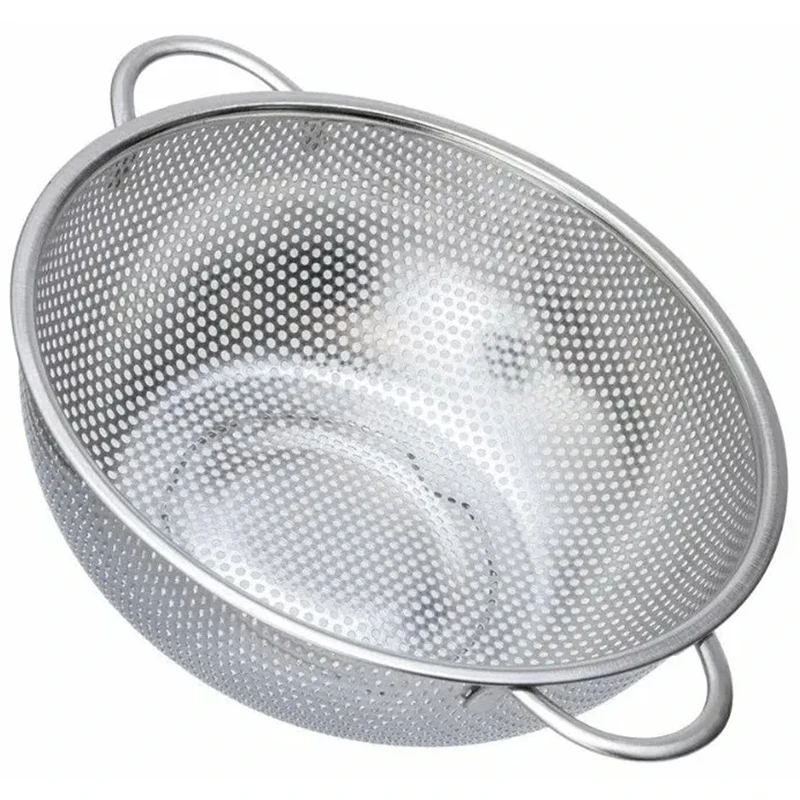 16/19/22/31CM All Purpose Stainless Steel Fine Mesh Strainer Net Baskets with Handles Resting Base Colander Set Kitchen Supplies