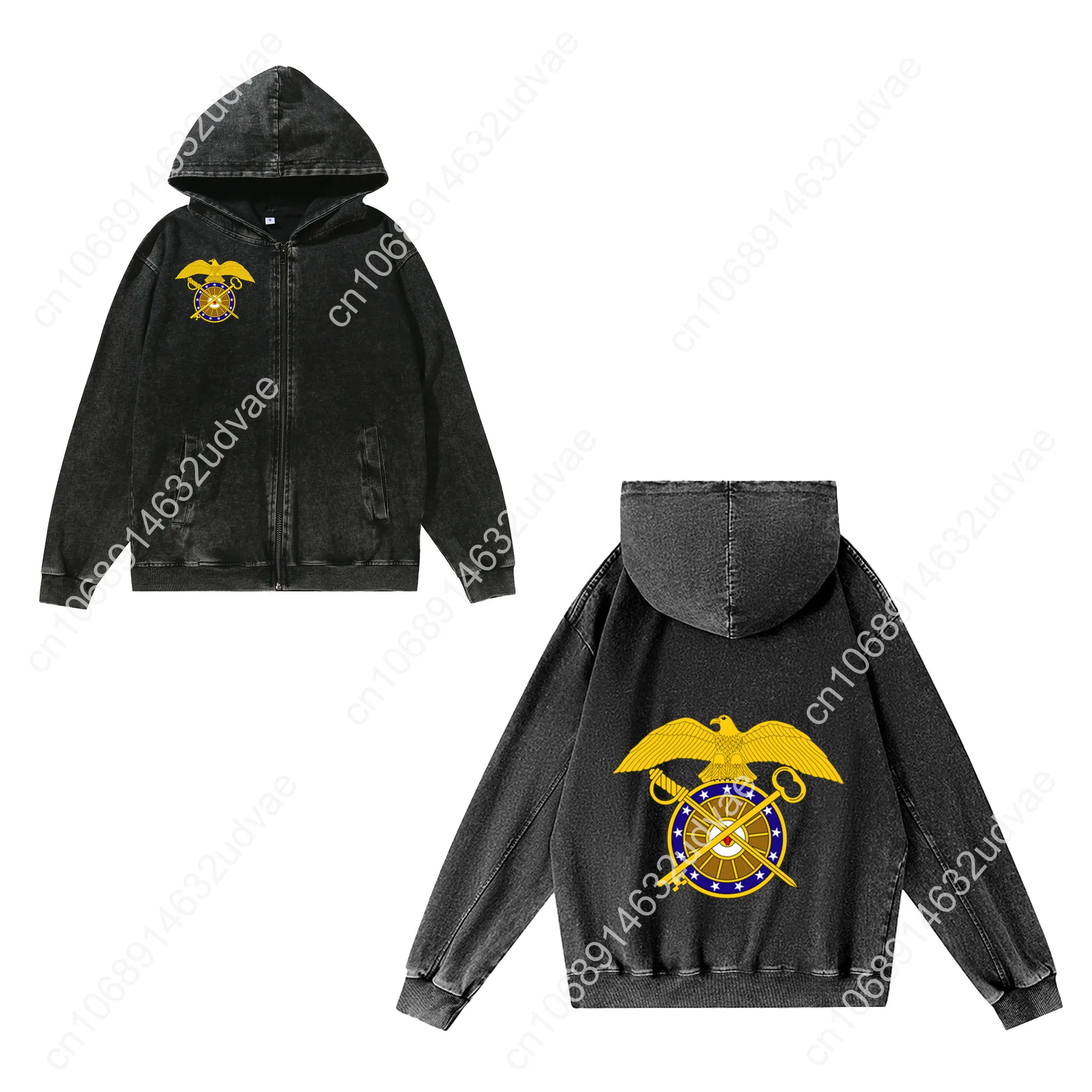 US Army Branch Quartermaster Corps Zipper Sweatshirt Man Woman Teenager Retro Hoodies Pullover Sweat Shirt Full Zip Jacket Tops