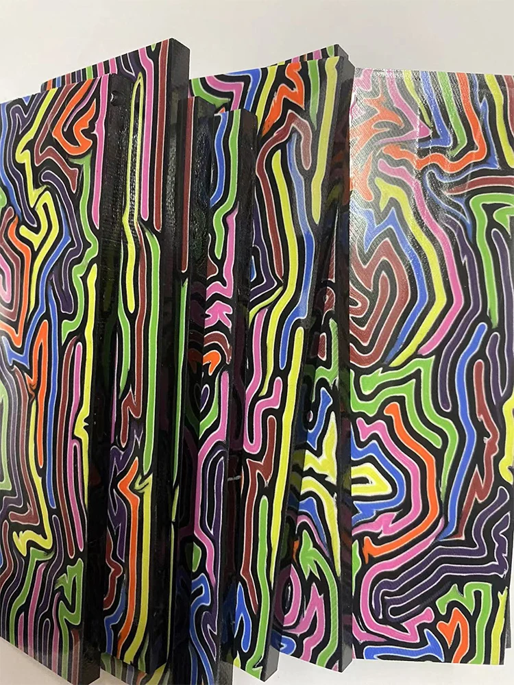 4 Sizes Damascus Colorful Geometric Pattern Knife Handle Making G10 Material Board Plate DIY Tools Scales Materials