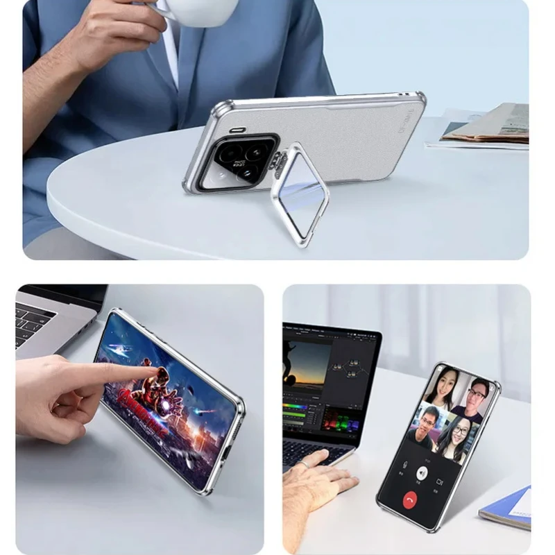 Luksusowe skórzane etui z metalowym uchwytem na obiektyw dla Xiaomi 15 Pro 15 Ultra Shockproof Bumper Protective Cover Xiaomi Mi 15Pro — zdjęcie produktu 3