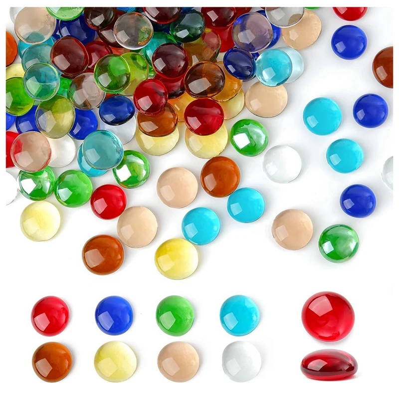 

Mini Glass Gems, Mixed Colour Mancala Stones Flat Bottom Marble Beads For Home Decorative Art Craft Vase Filler Easy To Use