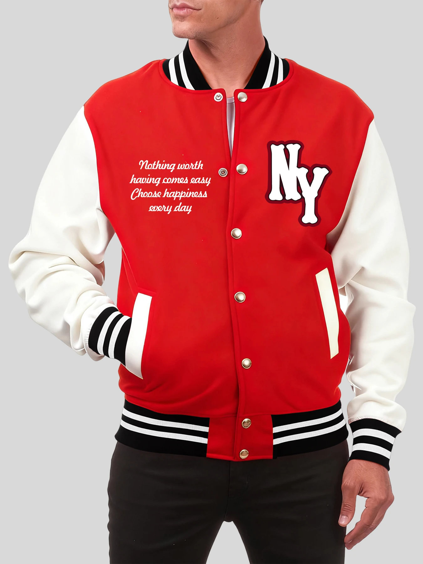 

New York City Art Letters Printing Male Baseball Uniform Vintage Cotton Streetwear Autumn Colorful Clothing Oversized Jackets