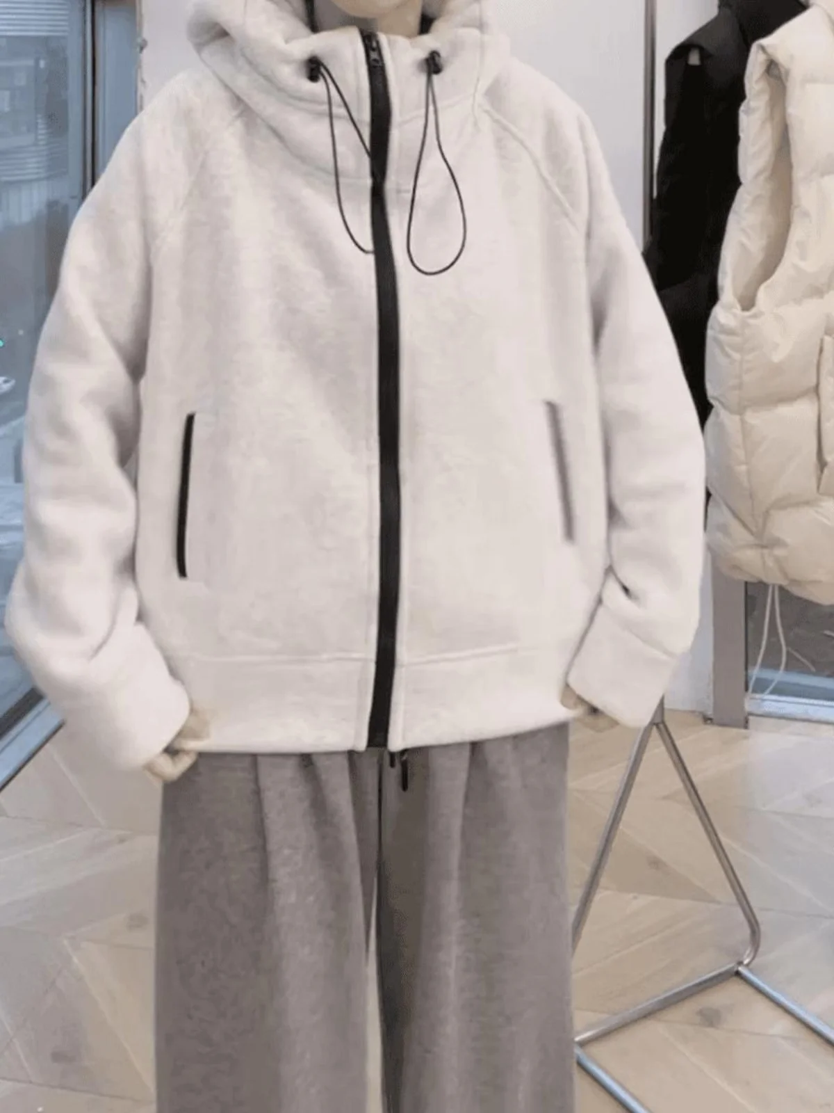 

Толстовка с капюшоном на флисовой подкладке, женская свободная повседневная кофта-кардиган больших размеров для осени и зимы, модная одежда больших размеров