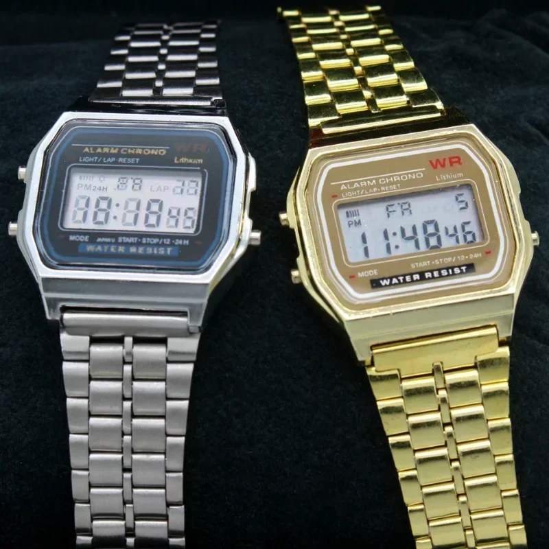 F 91W Luxe Horloge Waterdicht Retro Digitaal Roestvrij Staal Sport Militaire Horloges Mannen Vrouwen Elektronische Polshorloges Klok