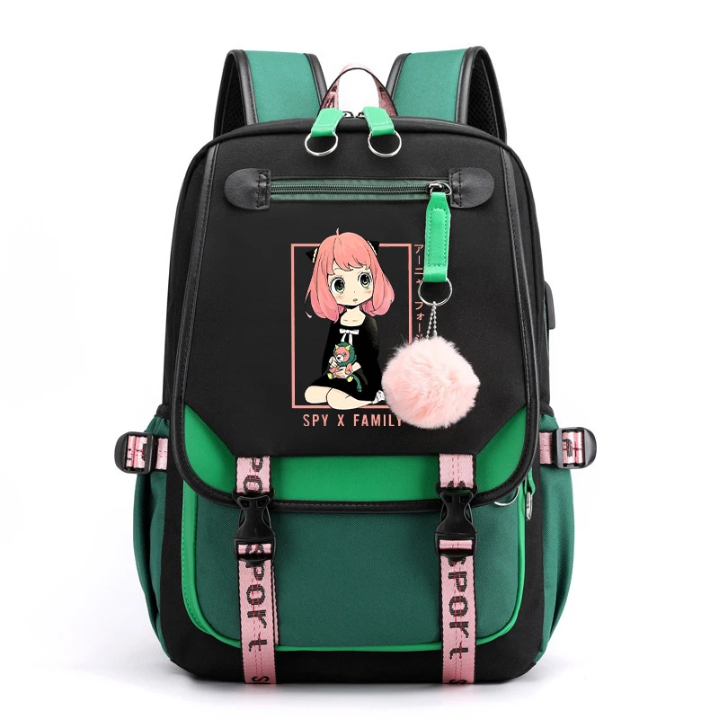 Mochila de impressão Anime para crianças, Bolsa escolar para adolescentes, Bolsa para laptop para meninos e meninas, Anya Forger