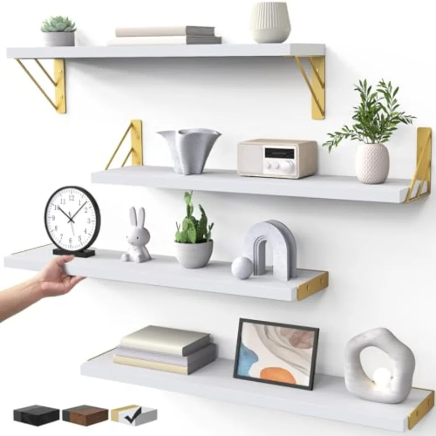 

Wall Shelves for Bedroom Decor, Floating Wall Shelf for Living Room Kitchen Storage, Mounted Rustic Wood Shelves for Books, Cor