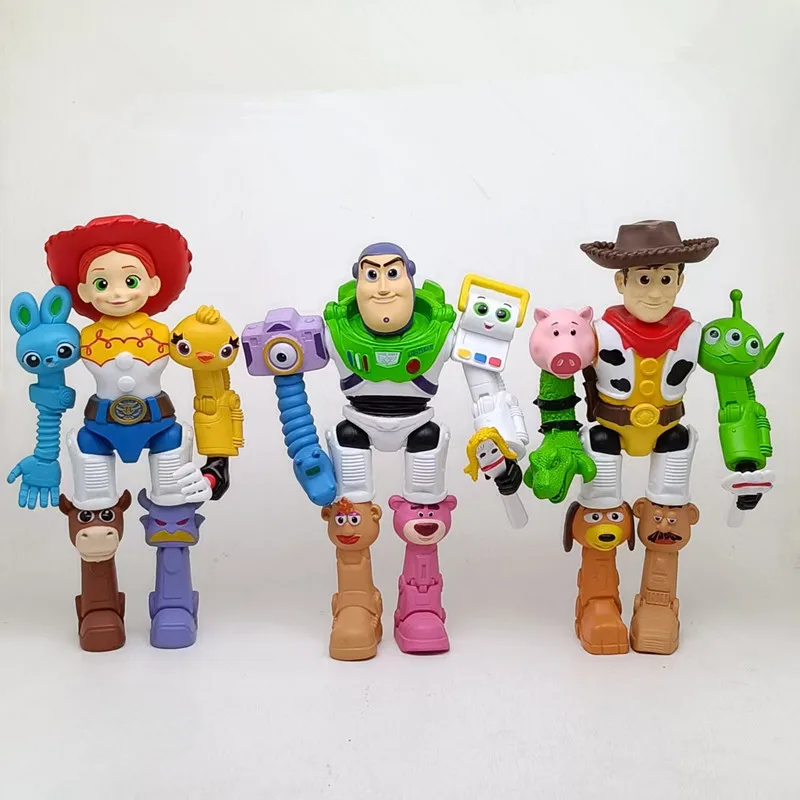 Hot Toy Story 5 Assemble Robot Woody Jessie Buzz Lightyear Action Figures Model Desktop Ornaments Dolls Christmas Party Gifts