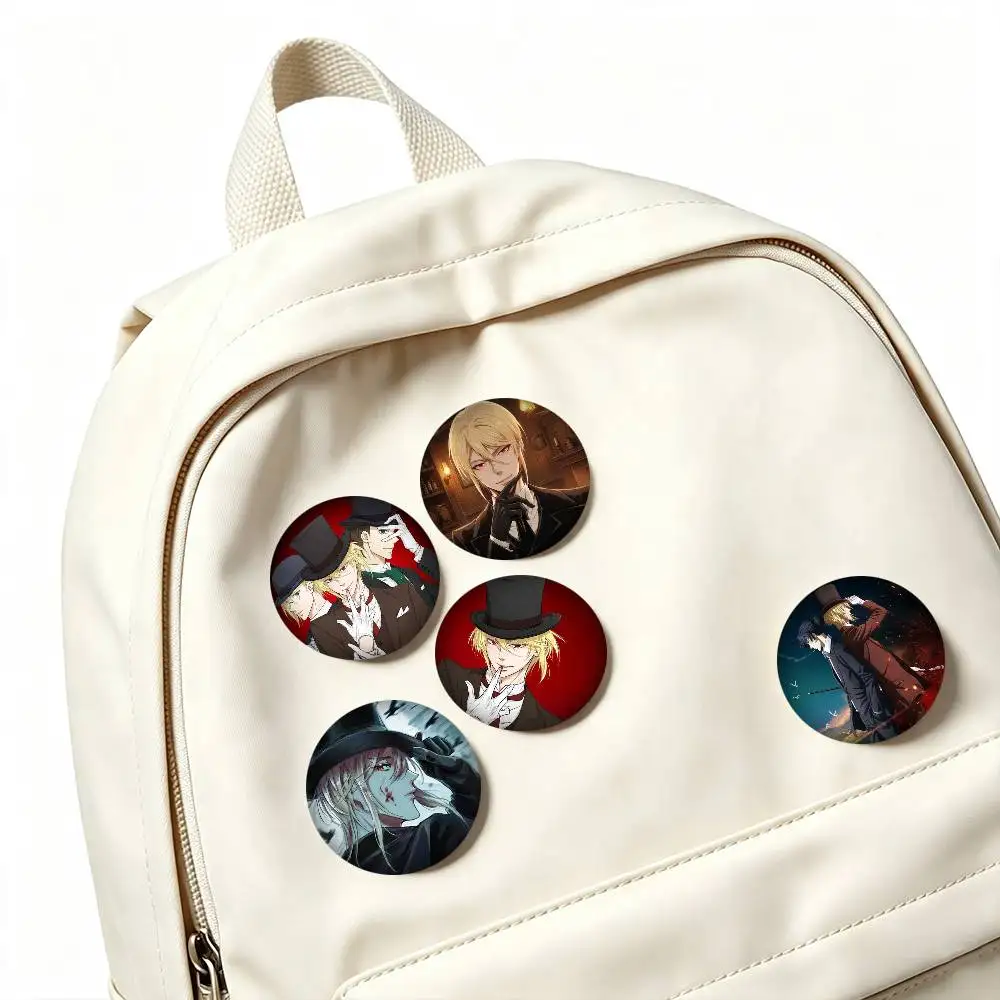 W-William James Moriarty Anime  25 32 44 58 75mm Badges Personalized Round Brooches Pins Accessory Gift