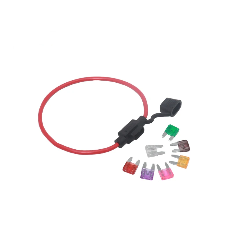 【1Set】12V Car Automotive In-Line Mini Blade Fuse Holder Fuses with Splashproof Casing with 6 Fuses 5A 10A 15A 20A 25A 30A
