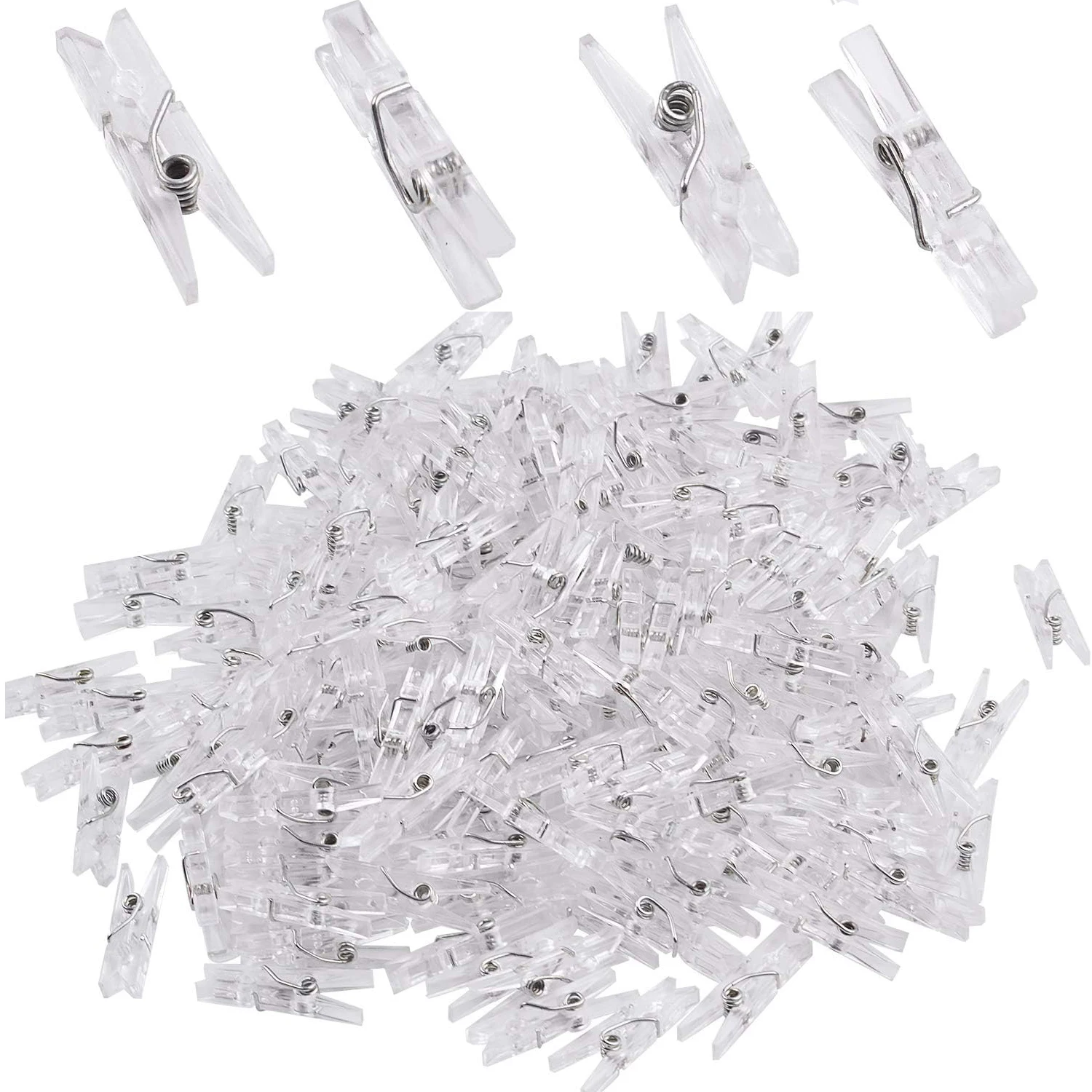 

Мини-прозрачные пластиковые прищепки, 200 шт., многофункциональные мини-прозрачные пластиковые зажимы для фотографий и бумаги, зажимы для рукоделия, прищепки для белья