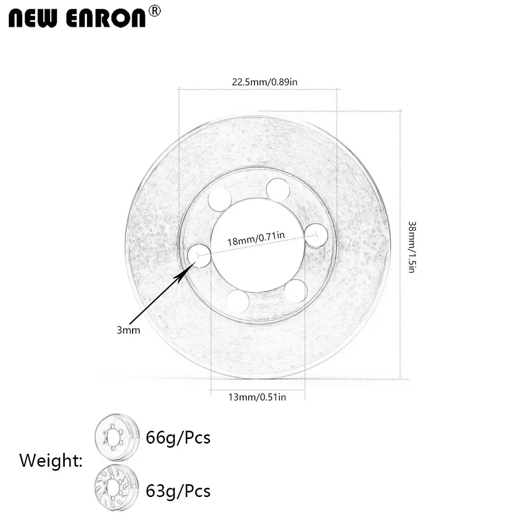 NEW ENRON 63/66g Brass Heavy Duty Balancing Counterweights for RC Crawler Rock Car 1/10 1.9\