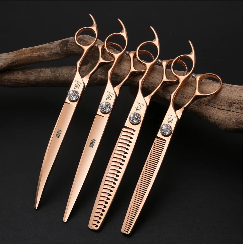 Fenice JP440C Tierpflege-Scherenset 7/7,5/8 Zoll Gerade Gebogene Effilierscheren für Hundefriseure – Detail 5
