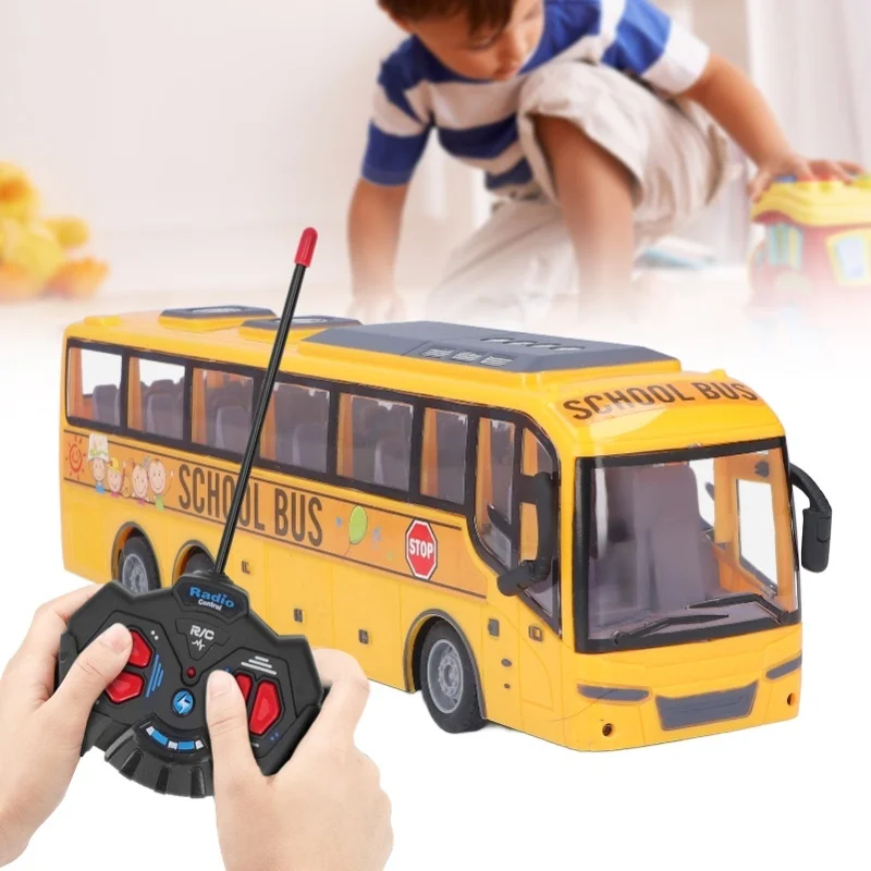 Autobús teledirigido para niños, luz LED simulada, autobús escolar RC, vehículo electrónico, juguete, regalo de cumpleaños