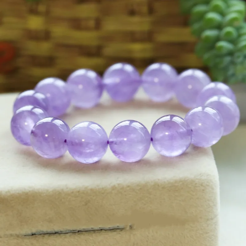 

Natural Lavender Amethyst Quartz Bracelet 14mm Clear Round Beads Women Men Purple Amethyst Stretch Bracelet Amethyst AAAAA