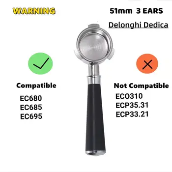 Držák filtru bez dna na kávu 51mm pro Delonghi Dedica EC680 EC685 EC695 a espresso nástroje SMEG a EUPA B 8 nejlepší prodej Příslušenství k DeLonghi EC685 - №8