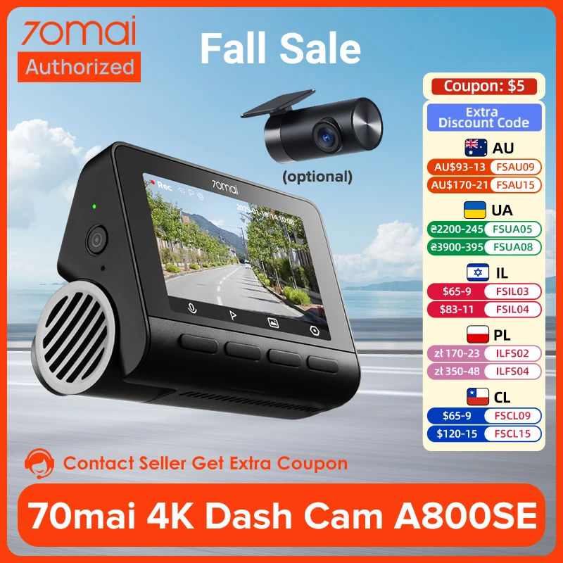 70mai 4K Car DVR with Night Vision & Parking Monitor