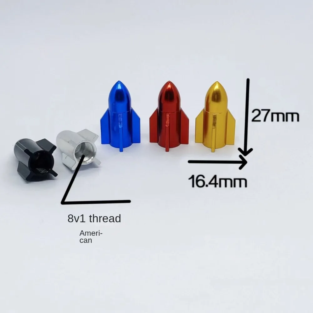 Aluminum Alloy Car Tire Valve Cap Dustproof Rocket Shape Motorcycles Air Dust Cap Multicolor Universal