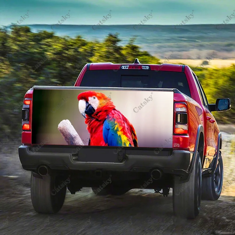ملصقات سيارات على شكل حيوان الببغاء الأحمر ملحقات تعديل خلفي من الفينيل مناسبة للشاحنات والمركبات على الطرق الوعرة وملصقات الدفع الرباعي