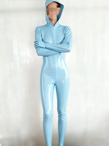 

100% латексная резина Gummi Комбинезон Спортивное боди Колготки Комбинезон с капюшоном 0,4 мм S-XXL без перчаток