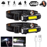 1-5PCS Portable Mini Powerful LED Headlamp XPE+COB USB Rechargeable Hunting Headlight Waterproof Head Torch with Tail Magnetic