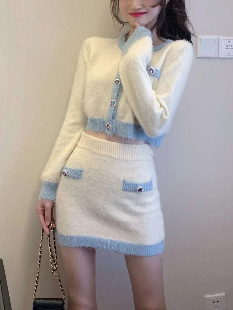 Japanese Kawaii Vintage 2 Piece Set Women Preppy Style Y2k Elegant Skirt Set Female Korean Fashion Casual Sweet Clothes 2023 New