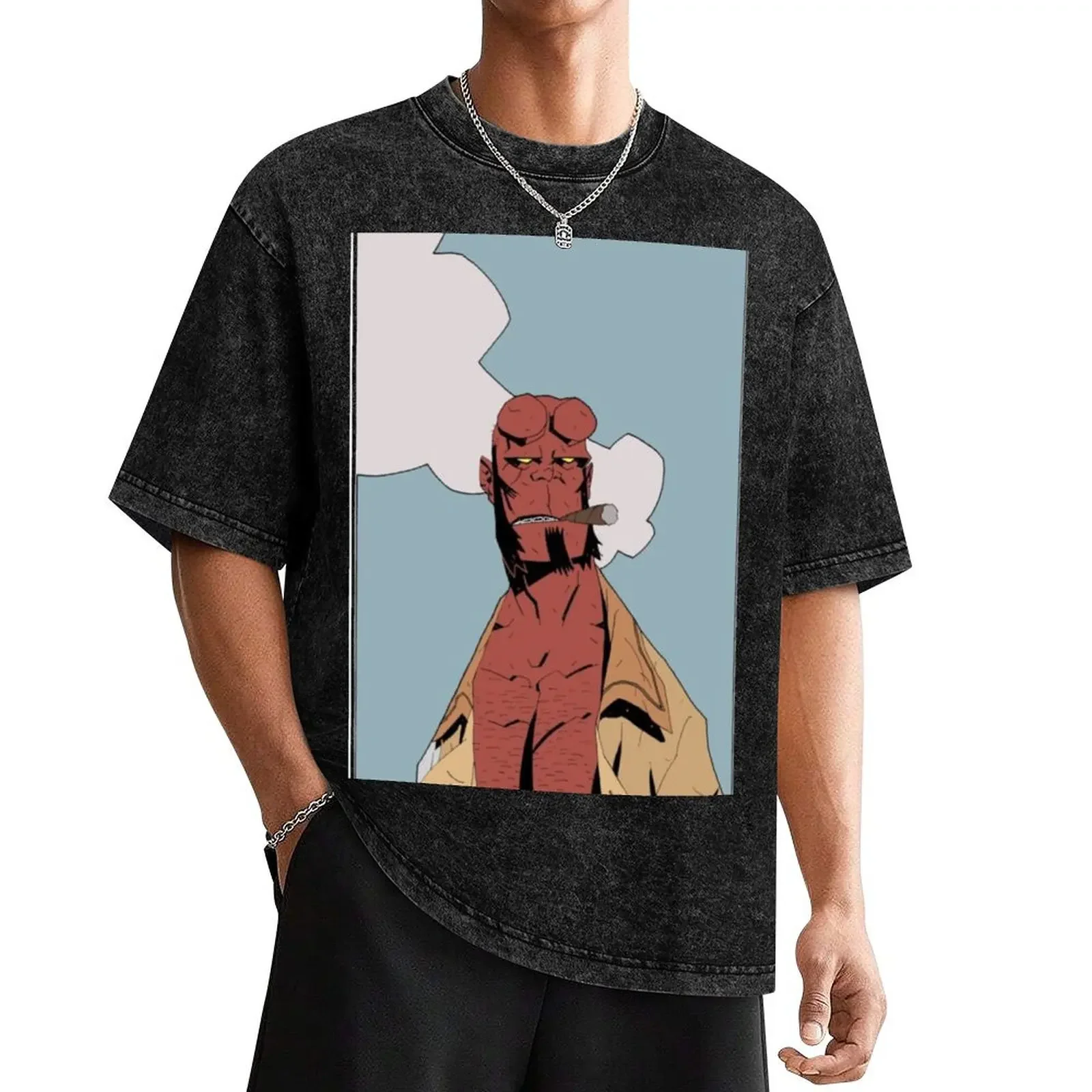 portrait of hellboy T-Shirt graphic t shirt vintage cheap stuff aesthetic clothes mens t shirt graphic