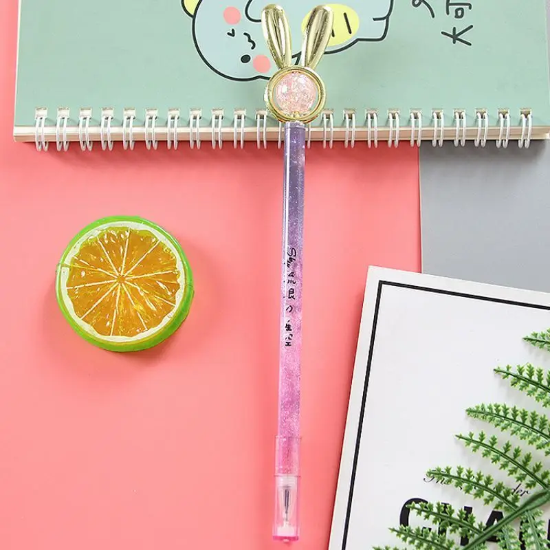 4 Pieces Stationery Cute Cartoon Rabbit Crystal Gel Pen Creative