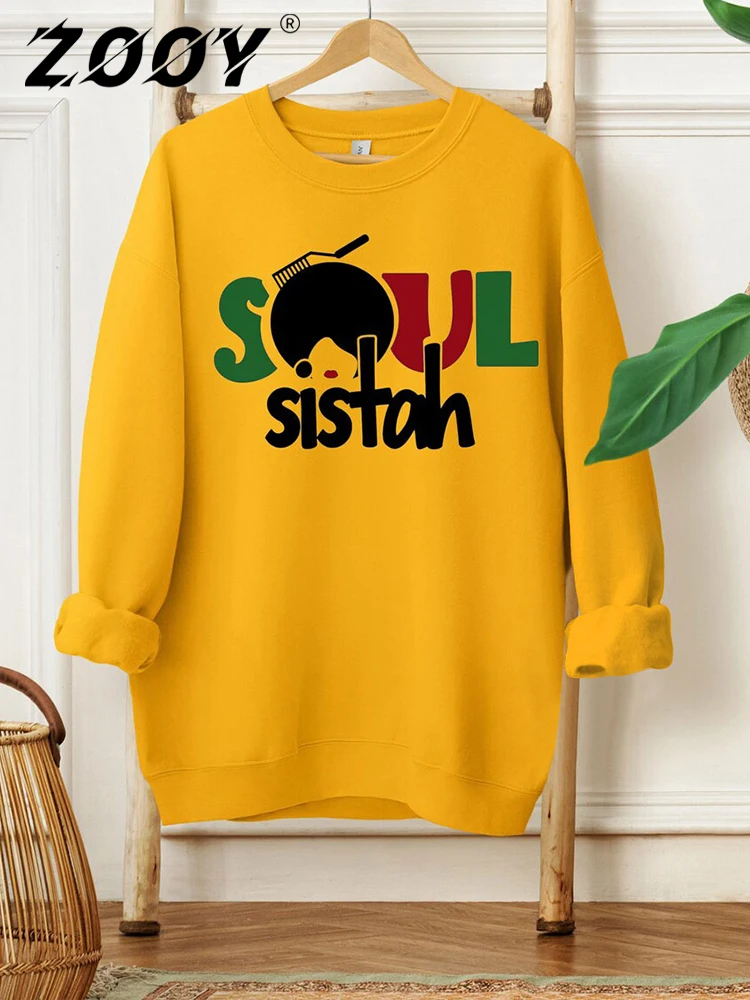 

Женский свитер с длинным рукавом, Повседневная Свободная разноцветная толстовка с надписью и мультяшным принтом головы девушки ZOOY