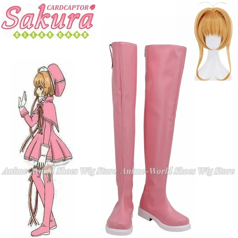 

Sakura Pink Boots Cosplay Card Captor Sakura Clear Card Cosplay Boots Customized Shoes for Unisex
