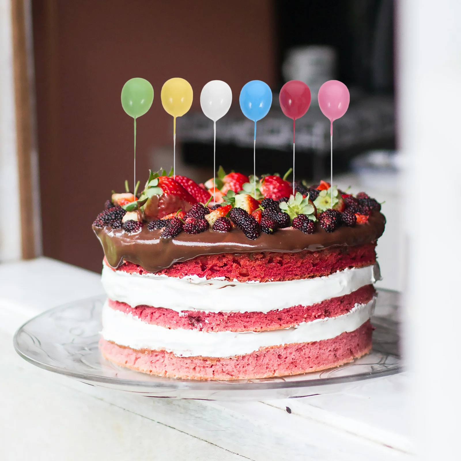 

12Pcs Birthday Cake Picks Balloon Shape Cupcake Toppers Light Decoration Wedding Shower Dessert