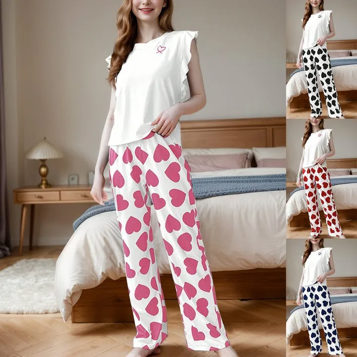 The New T Shirt Trousers Are Fun Casual And Comfortable And Ladies Can Wear Pajamas And Home Service Autumn Summer Pants Suit