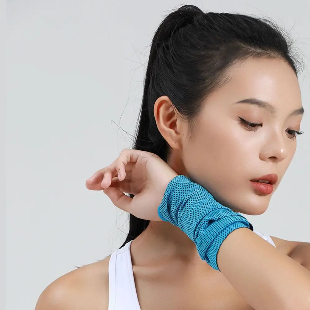 Portable Outdoor Sport Ice Towel Sweat Absorption Wrist Protector Quick-drying Cooling Wristband for Fitness Camping Running image 2