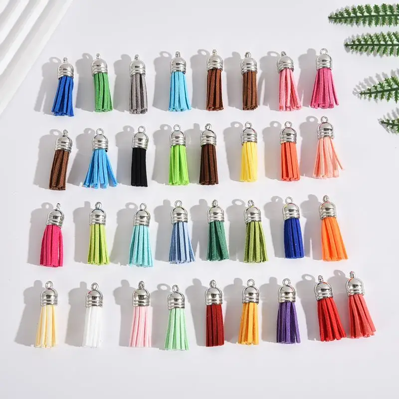 10/20 Stück Kunstleder-Quastenanhänger Kleine Quasten Charms für DIY-Schmuck, Armbänder, Schlüsselanhänger, Taschendekoration, Handarbeit – Detail 3