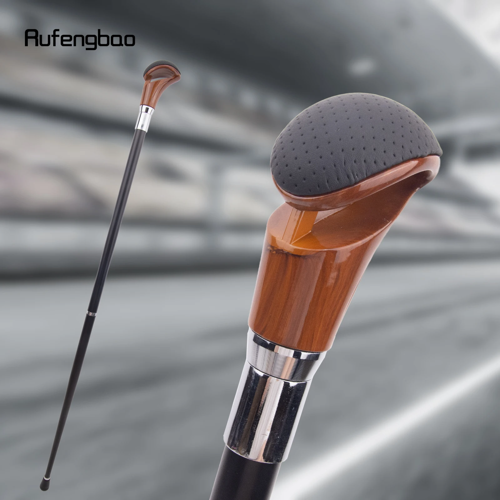 Red Black Leather Silver Walking Cane Fashion Decorative Walking Stick Gentleman Elegant Cosplay Cane Crosier 94cm