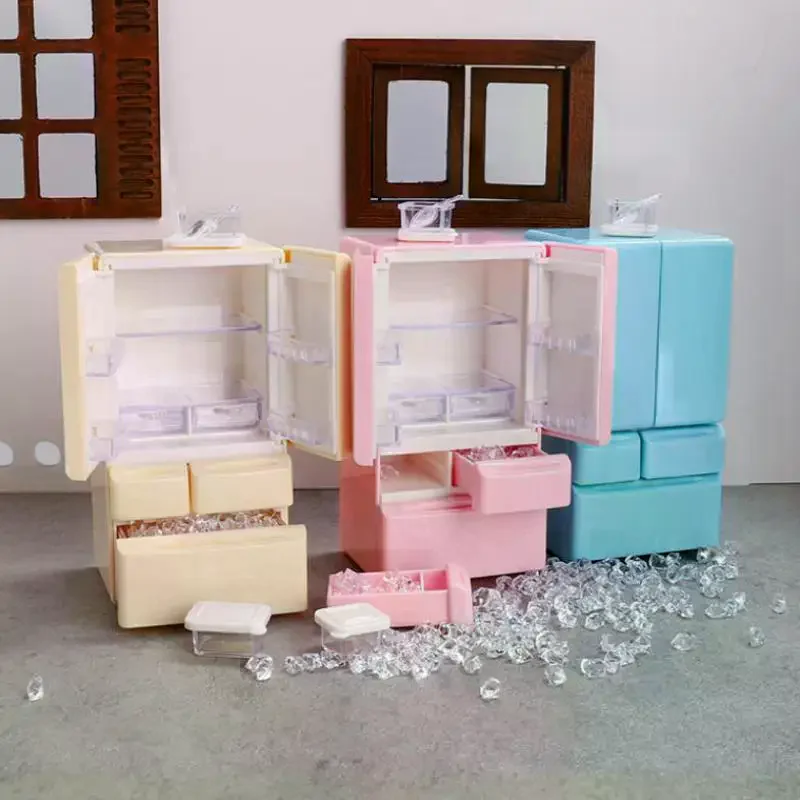 1 セットミニチュア食品プレイキッチンシーンポケット家具モデル 1:12 プレイハウスおもちゃドールハウス漫画ミニ冷蔵庫