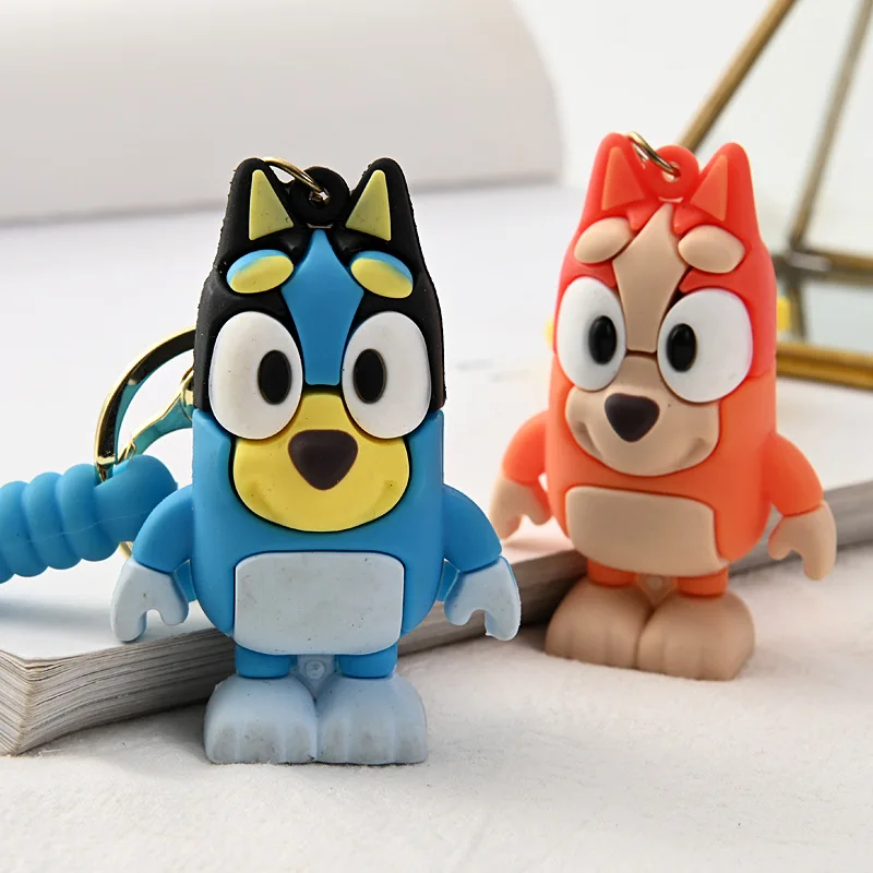 Bluey dog Keychain Cute Figure dog family Bingo Silicone Pendant Keyring Car Backpack Key Holder Decoration Jewelry