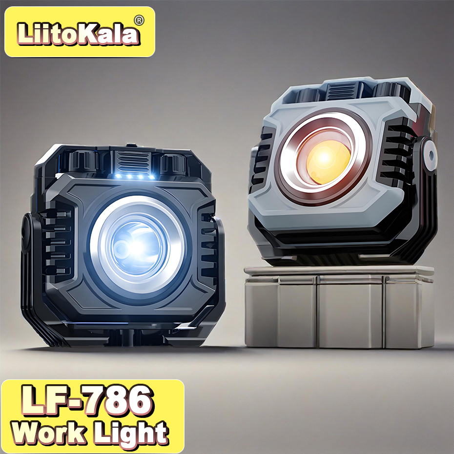  LiitoKala LF-786 Work lights+26650 5000mAh Battery Rechargeable 2700-8000K temperature sensitive magnetic work light 360 ° rotat 