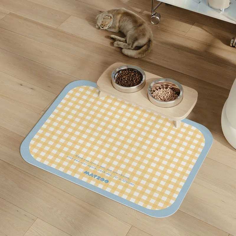 

Pet Feeding Mat for Cats Dogs Dirt-Resistant Scratch-Proof Spill-Proof Checkered Non-Slip Easy To Clean Food Water Bowl Mat