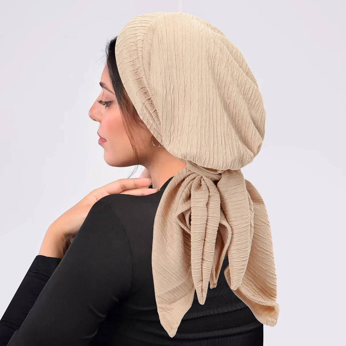 

Предварительно завязанный платок, женский эластичный мусульманский женский тюрбан, шапка от рака, химиотерапия, крышка от выпадения волос, повязка на голову, головной убор, эластичная бандана Mujer