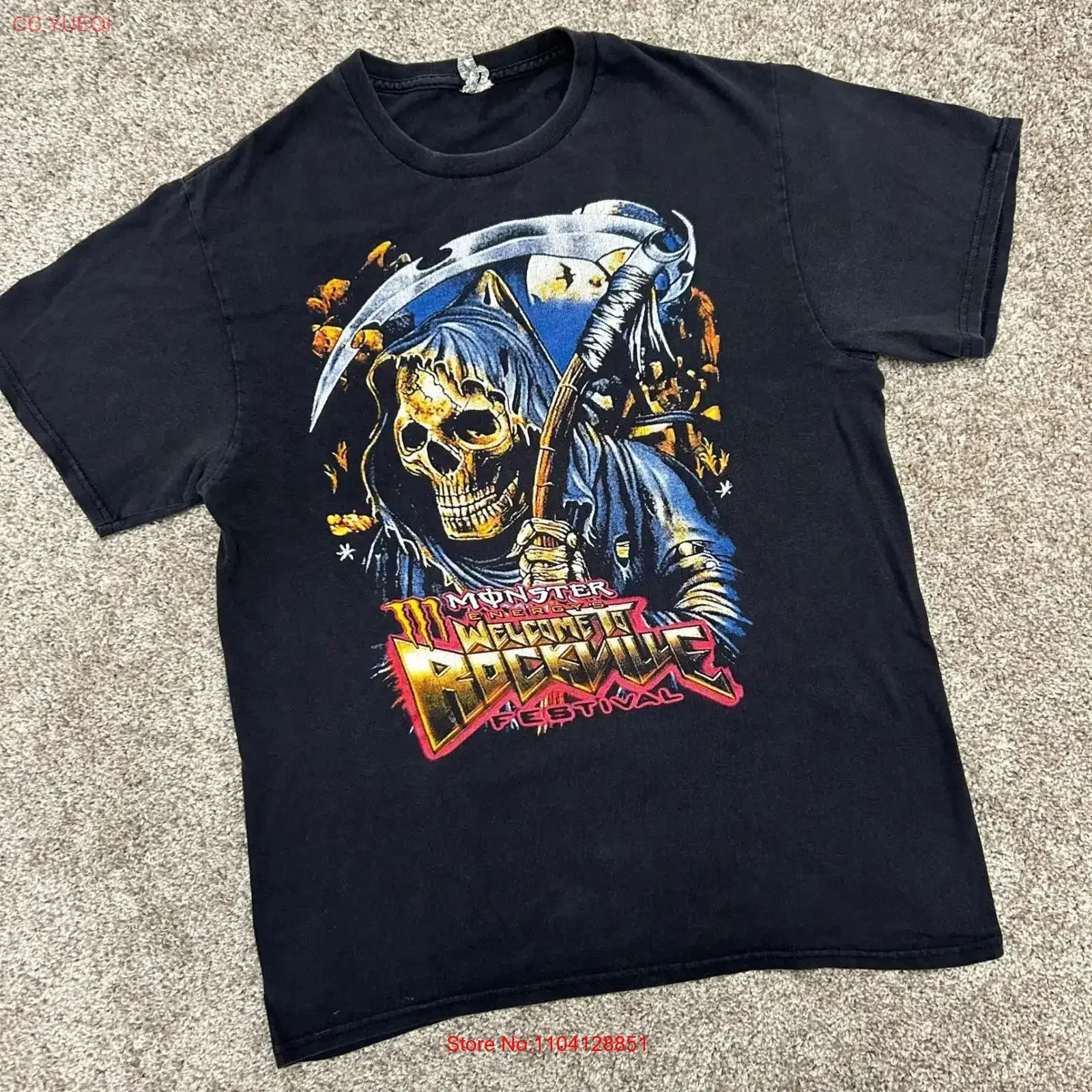 

Винтажная футболка Distressed Rockville Festival с принтом Skeleton Korn Rob Zombie, двусторонняя, с эффектом потертости, модная уличная одежда