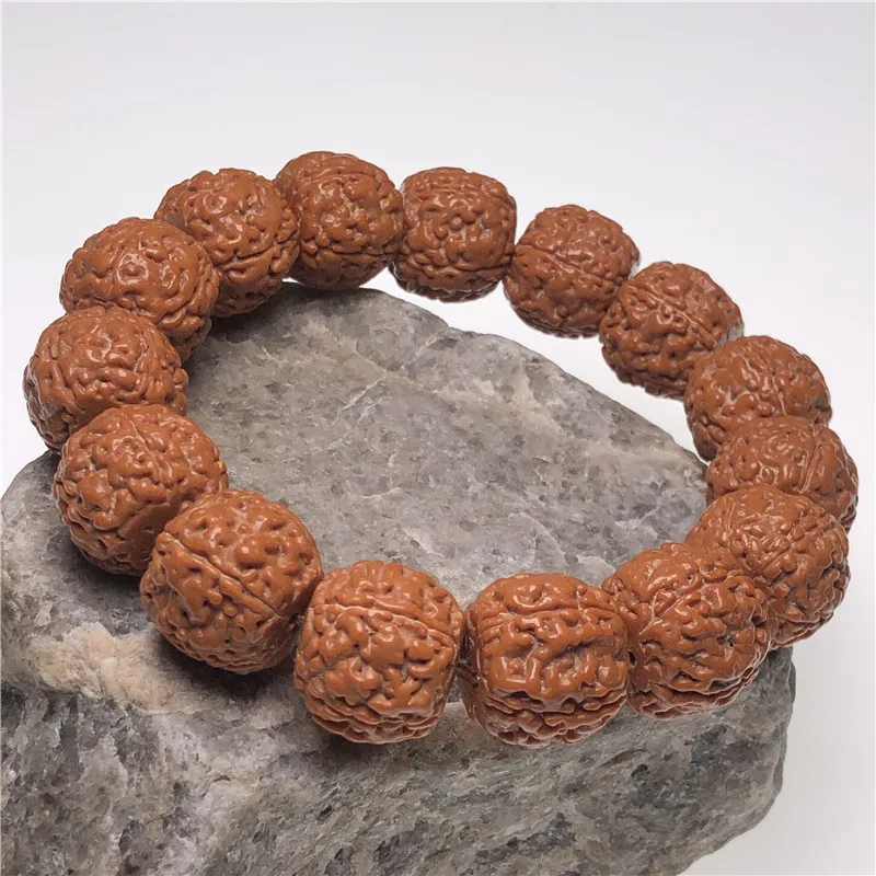 Factory Supply Dragon Scale Texture Rudraksha Bracelet Tibetan Five Faces Dragon Scale Big Strawberry King Kong Barrel Shaped Be