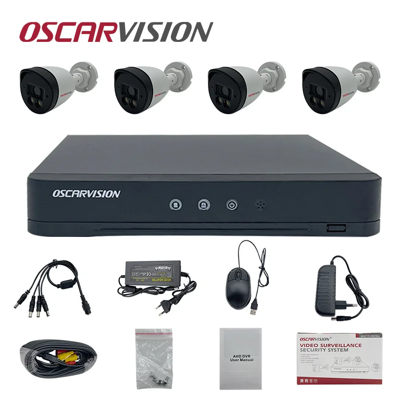 Factory 4 Channel Cctv Bullet Camera System Xmeye Dvr Kit 1080p Ahd Security Cameras For Home Analog Monitoring System