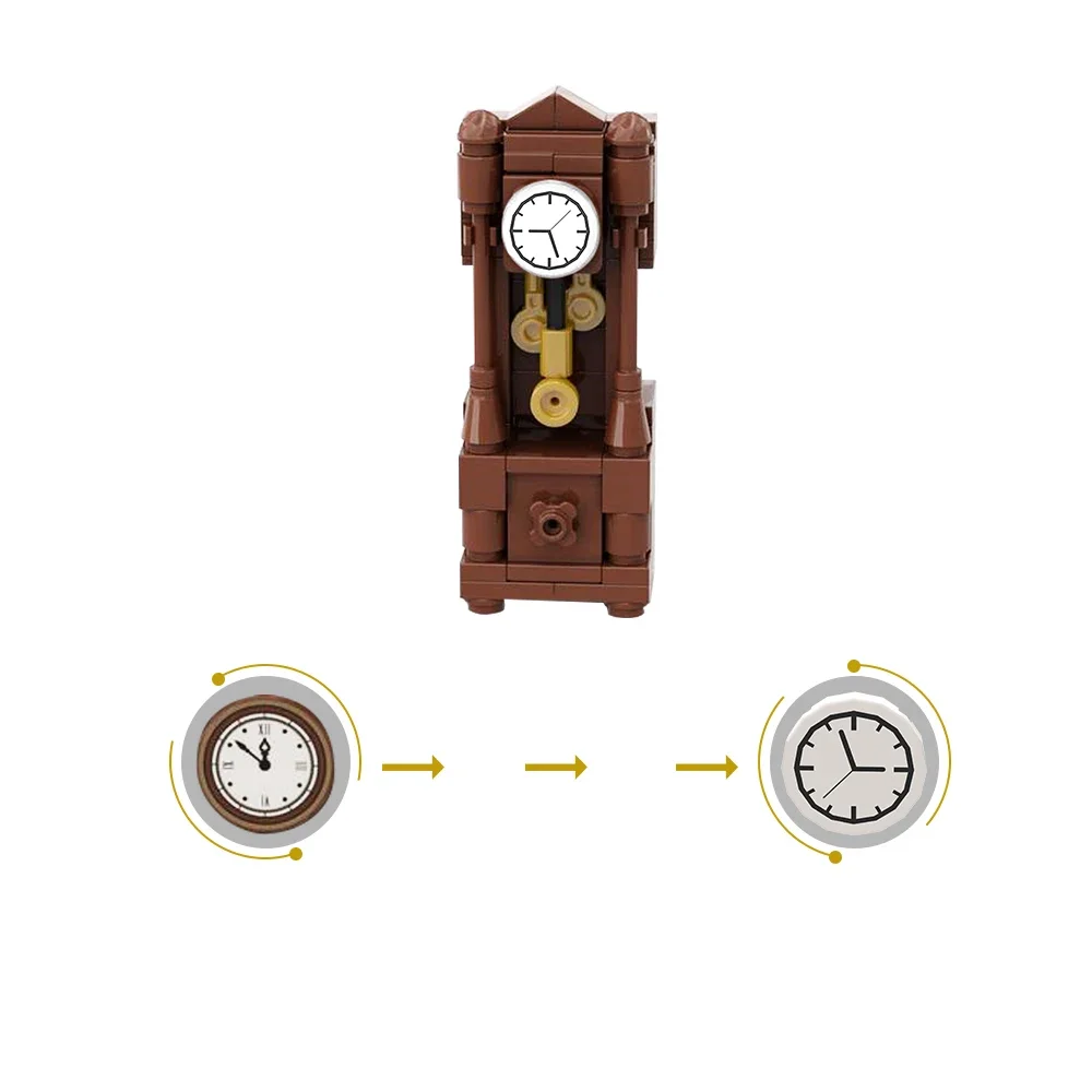 Gobricks MOC Room Decoration Ancient Grandfather Clock Building Block set Collection Bricks Medieval Clocks Education Brick Toys