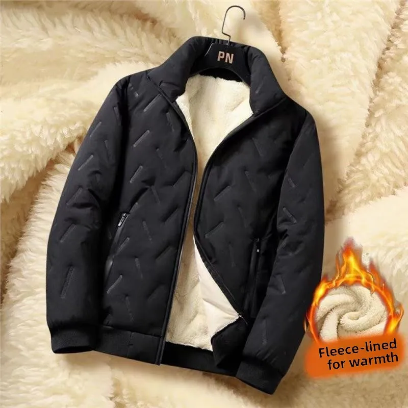 Lightweight Padded Cotton Jacket Men's Autumn Winter High End Casual Baseball Collar Pilot Coat Warm Stylish Long Sleeve Zipper