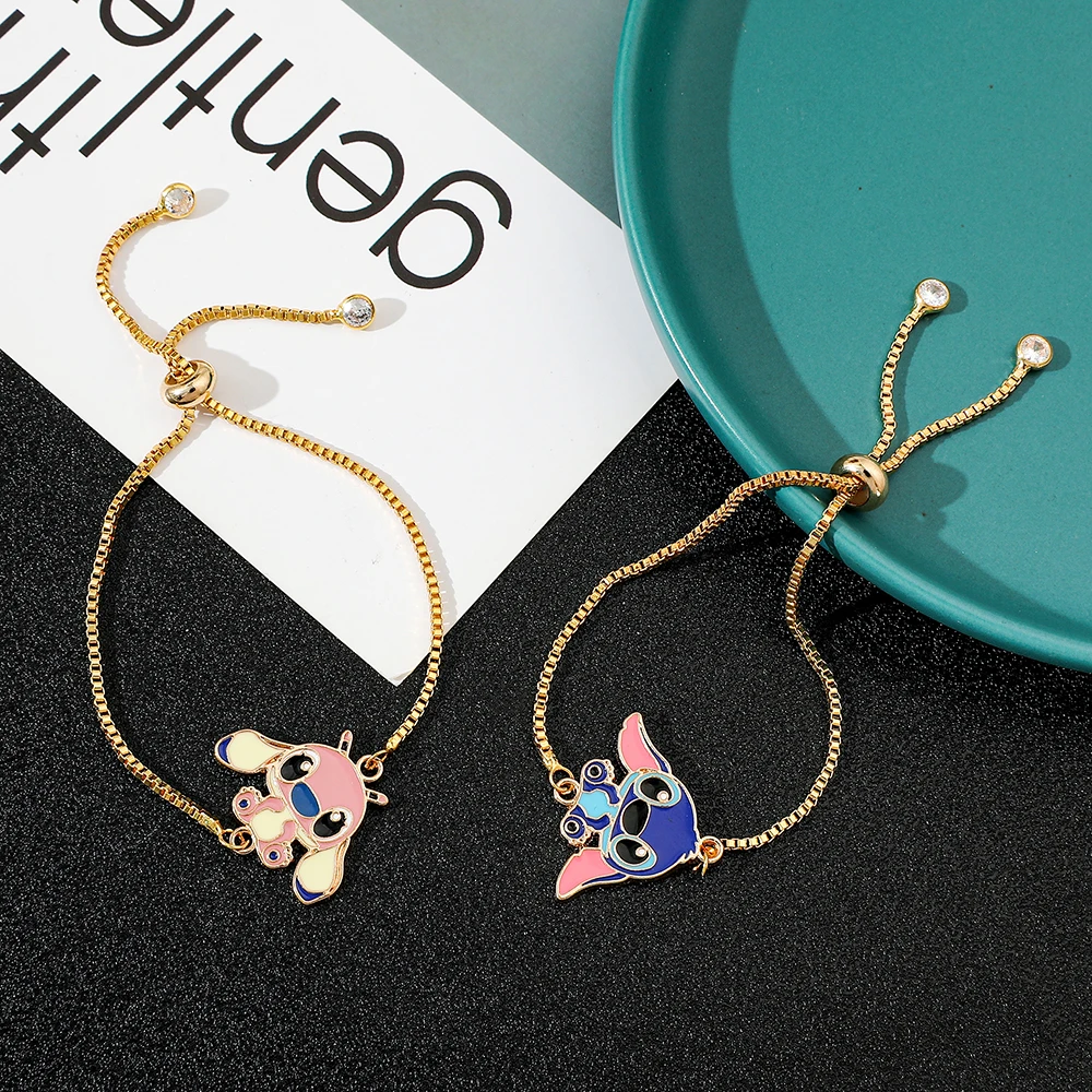 Cute Small Disney Lilo & Stitch Bracelet Luck Charm Bracelet Women Girl Fashion Jewelry Gift