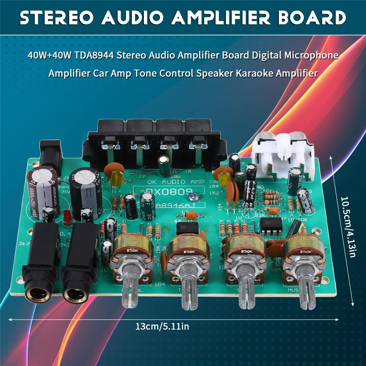 Placa amplificadora de Audio estéreo TDA8944, amplificador de micrófono Digital para coche, altavoz de Control de tono, amplificador de Karaoke, 40W + 40W