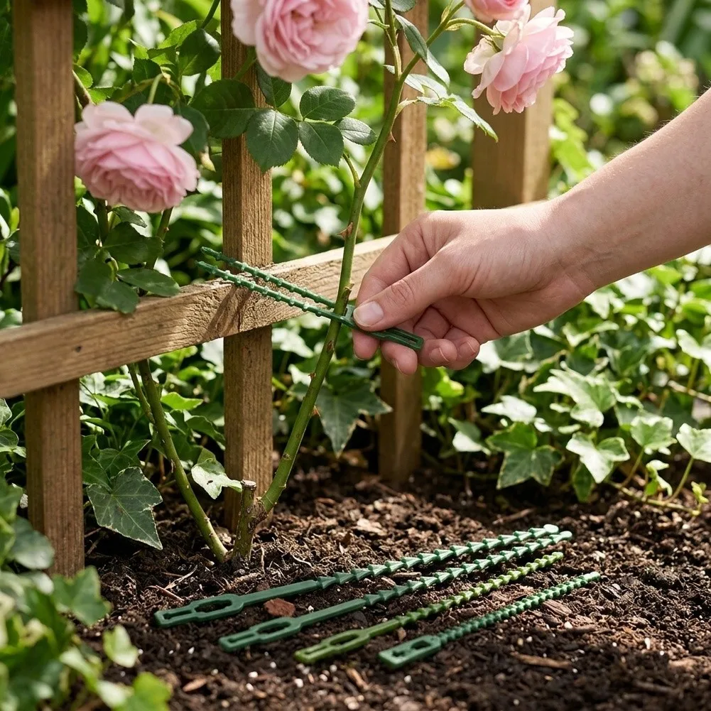 200PCS Garden Elastic Binders with Flexible Interior and Plastic Outer Layer for Consistent Hold Without Tightening Over Time