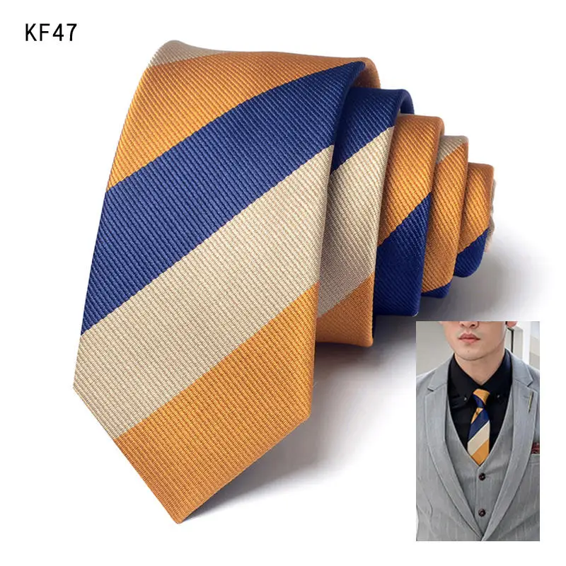 

Orange Gold Solid Striped Pattern Narrow Edition 6CM Tie For Men's Banquet Business Dress Korean Casual Necktie With Gift Tie